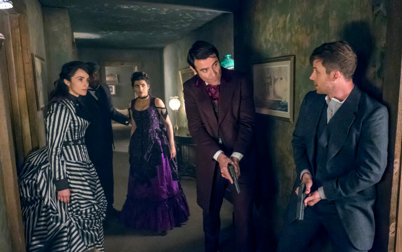 TIMELESS Chinatown 2x10 Malcolm Barrett as Rufus Carlin Abigail Spencer as Lucy Preston Goran Visnjic as Garcia Flynn Matt Lanter as Wyatt Logan Claudia Doumit as Jiya UniversalNBC